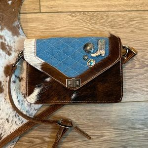 LovLeathers Tri Color + Denim Crossbody Purse